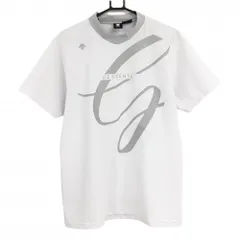 【超美品】デサントゴルフ 半袖ハイネックシャツ 白×グレー ビッグロゴ  メンズ XO ゴルフウェア 2023年モデル 大きいサイズ DESCENTE