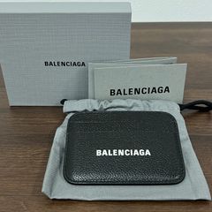 [美品人気]BALENCIAGA バレンシアガ レザーカードケース パスケース レザー ブラック ロゴ 定期入れ レディース メンズ