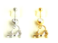 １８G背伸びキャット 耳兼用ボディピアス ヘソピアス 耳ピアス