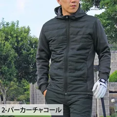 ゴルフジャケット メンズ ゴルフウェア ダウンジャケット 暖か裏起毛ボアフリース アウター ブルゾン ストレッチ ジャージ スタンド パーカー ジップアップ スポーツウェア 秋冬 jkt168 2-パーカーチャコール