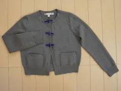 ボンポワン ボンポアン bonpoint アウトレット 子供服 女の子 6歳 約 110cm 長袖 カーディガン グレー リボン 無地 秋 冬 ★2 トップス 冬服 ガールズ キッズ 【中古】 ユーズド リサイクル 古着 子ども服 こども