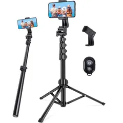 【特価商品】最大高172cm2 in 1 三脚 自撮り棒三脚 450g軽量 アルミニウム合金4段階伸縮 360角度調節 スマホ 電話ホルダー付きスタンド すべてのスマホ機種対応 iPhoneシリーズ/Androidシリーズ (172cm)