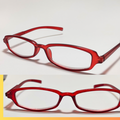 2本セット【簡易梱包】在庫処分老眼鏡：レッド  | スクエア /クリップ付「+1.0」