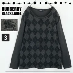 バーバリーブラックレーベル(三陽商会)/BURBERRY BLACK LABEL★アーガイル柄ロンT/長袖Tシャツ★ワンポイント刺繍★サイズ3  2402F078