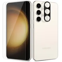 【数量限定】セット】 DIACUBE Galaxy S23 超薄型強化ガラスフィルム 2+1 (2枚)＋カメラレンズ保護フィルム (1枚) 【ガイドツール付】 硬度9H ・ スリム強化ガラスコーティングされたPETフィルム 99% 透過率 指紋防止 【指紋認証
