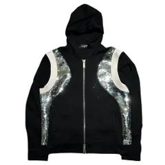 DSQUARED2(ディースクエアード) Sequin-embellished zip-up hoodie スパンコール 装飾 ジップアップ パーカー XS ブラック