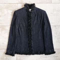 高級✨】ST.JOHN セントジョン ノーカラーニットジャケット フリンジ
