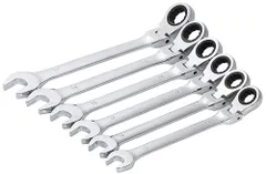 首振り 6本12-17 フレックス ラチェット ギア レンチ セット 大きさ いろいろ フレックスギア スパナ (6本セットB) [6本セットB]
