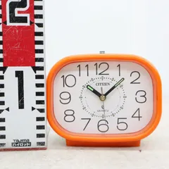 ●昭和レトロ ｜目覚まし時計 オレンジ クォーツ｜シチズン CITIZEN  電池BOXの蓋なし｜  ■P3214