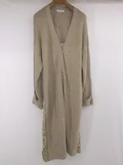 ◇ NATURAL BEAUTY BASIC ハイゲージ 花柄 長袖 ニット カーディガン サイズM ベージュ系 レディース P  【1307040020562】