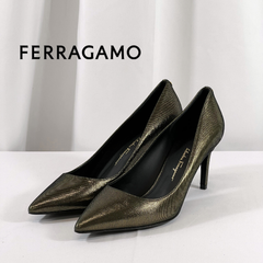 25.5cm【限定セール】新品・未使用 FERRAGAMO フェラガモ パンプス 靴 01P780 738825 緑系 サルヴァトーレ フェラガモ SALVATORE FERRAGAMO 大きいサイズ