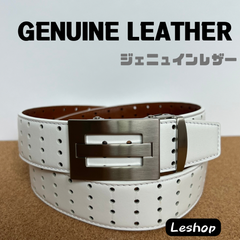 GENUINE LEATHER ジェニュインレザー ホワイト/ベルト/カジュアル/メンズ