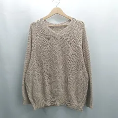 ◇ ⊇◎●未使用● AZUL BY MOUSSY ミドルゲージ リネン ニット 長袖 カットソー サイズM ベージュ レディース E  【1504240002583】