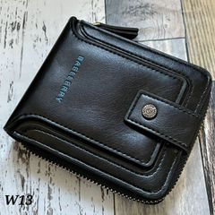 【 新品 送料無料 】 W13 メンズ 財布  二つ折り財布 黒  人気 小銭入れ 未使用