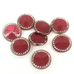 【特価】手芸　ボタン　赤・シルバー系　約18mm　8個まとめ売り※