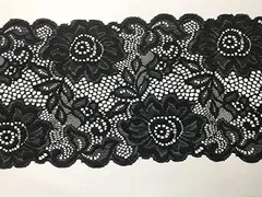 and.A レース ラッセルレース ストレッチレース 刺繍レース ３ｍ リボン ハンドメイド リメイク 布 生地( ブラック，白)のサムネイル