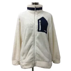フィラ FILA ジャケット ブルゾン ボア スタンドカラー ジップアップ フェイクファー 長袖 LL 白 紺 ホワイト ネイビー