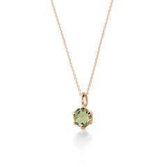 【在庫1点あり】8月 誕生石 ペリドット 一粒 プチ ペンダント K10 ピンク ゴールド キラキラ ネックレス 美輪宝石