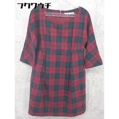 ◇ IENA イエナ チェック 七分袖 膝丈 ワンピース サイズ36 レッド系 レディース 【中古】 【1002802187414】