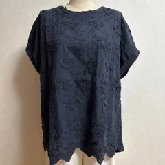 KN3093 ＊4L 大きいサイズ　 花柄 ネイビー ブラウス 半袖 チュニック