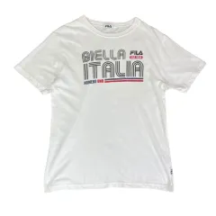 FILA FILA(フィラ) 白 イタリア プリント 半袖 Tシャツ L