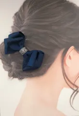 エレガントなお揃いリボン　ネイビー