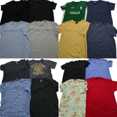 古着卸 まとめ売り ラルフローレン 半袖Tシャツ 16枚セット (メンズ M /L ) バイカラー ビッグポニー フラガール 中古 古着 NA8867