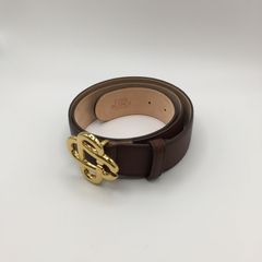 CASABLANCA カサブランカ ロゴバックル レザーベルト ブラウン