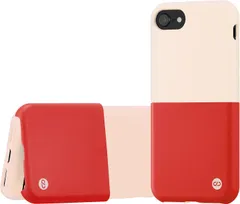 I448286 campino iPhone SE 3 第3世代 第2世代 iPhone 8 / 7 ケース OLE stand ーU スタンド機能 耐衝撃 レンズ保護 背面 フラット 動画 マット ピンク ホワイト × カーマイン レッド 赤