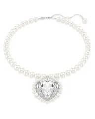 【送料無料】 スワロフスキー レディース ネックレス・チョーカー・ペンダントトップ アクセサリー Ariana Grande Imitation Pearl & Crystal Heart Halo Pendant Necklace 14.875-17.75
