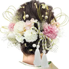 振袖 袴 着物 和服 花 人気 浴衣 金箔 かすみ草 成人式 成人式 七五三 和玉 ヘアーアクセサリー 結納 紐 卒業式 水引 造花飾り 入学式 ドライフラワー 結婚式 9色 髪飾り 発表会 髪飾り T1300 [JZOON]