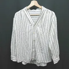 ◇ ROPE PICNIC フロントボタン ストライプ柄 夏向け カジュアル 長袖 シャツ サイズ38 ホワイト レディース E  【1309250034513】
