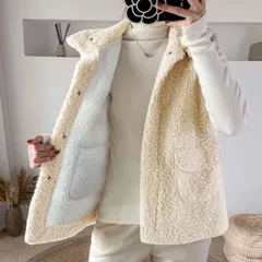 ボアベスト ノースリーブ?あったか 切り替え ポケット付き 総ボア ボア 折襟 ショートベスト レディース ベスト ボアベスト フリースベスト ゆったり 暖かい もこもこ ふわふわ トップス 重ね着 #mion0593026
