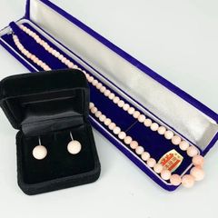 珊瑚 ネックレス イヤリング SV 留め具 2点セット　サンゴ
