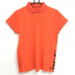 【美品】PGGパーリーゲイツ 半袖ポロシャツ オレンジ×黒 サイド切替ロゴ  レディース 2(L) ゴルフウェア PEARLY GATES