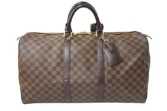 LOUIS VUITTON ルイヴィトン キーポル50 ボストンバッグ N41427 ダミエキャンバス レザー ブラウン 美品 中古 66620のサムネイル