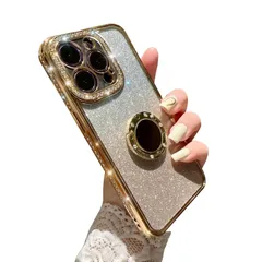 【新着商品】【KOOLRIVER】スマホケースカバー・アイフォン15用 ケース カメラ保護あり ラインストーン メッキ TPU ソフトケース 分離型スマホリング付き ラメ キラキラ グリッター おしゃれ かわいい レディース Apple アイフォン 15 アッ