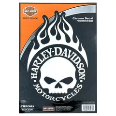 【メール便発送】ステッカー ハーレーダビッドソン ラージ エンボス クロームデカール Flamed Skull CG3279 縦27.5×横18.4cm ビニル製 Harley-Davidson ステッカー シール CARデカール アメリカ製 アメリカ雑貨のサムネイル