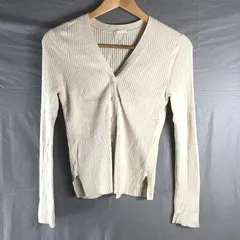 ジーユー GU カーディガン 長袖 Vネック リブ スリット ボタン 白 アイボリー Sサイズ 2025040400021
