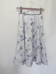 ◇ Θ tocco closet トッコ クローゼット 花柄 膝下丈 フレア スカート サイズM ヴァイオレット ブルー レディース E  【1506180009660】