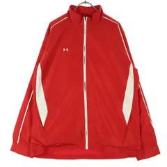 美品 UNDER ARMOUR アンダーアーマー ワンポイントロゴ 長袖 トラックジャケット XXL レッド ジャージ メンズ 古着