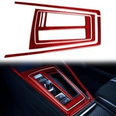 フォルクスワーゲン ゴルフ 8 MK8 2021-23 ブラック/レッド カーボンファイバー RHD シフトパネル インテリアキット カバートリム
