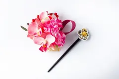 髪飾り　成人式　振袖　卒業式　袴　胡蝶蘭　水引細工かんざし　ピンク HA-405
