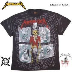 286 METALLICA メタリカ Tシャツ チャコール 美品 USA製 半袖 ヘヴィメタ メタルバンド メタルT ロックT バンドT BROCKUM ミュージックT メンズ レディース  総柄 ロック パンク バンド フェス スカル ドクロ レア 稀少