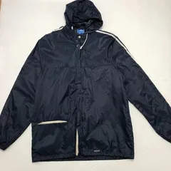 adidas アディダス 70's vintage ナイロンパーカー ナイロンジャケット スリーライン ドローコード メンズ L ネイビー