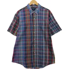 古着 ラルフローレン Ralph Lauren マドラスチェック 半袖 ボタンダウン チェックシャツ メンズXL相当/eaa564013