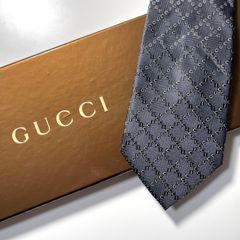 美品 GUCCI ネクタイ シルク 100% グレー TTGG-71