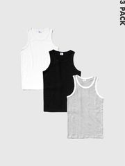 Miller ミラー 102c 3枚セット リブ タンクトップ レディース メンズ 綿100 白 黒 マルチ インナー アウター 3P Panel-rib Tanktop Robert P. Miller 133C
