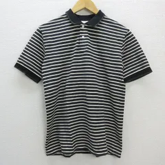 y■ユナイテッドアローズ/UNITEDARROWS GLRボーダー 鹿の子 半袖ポロシャツ■白/黒【メンズM】MENS/52【中古】