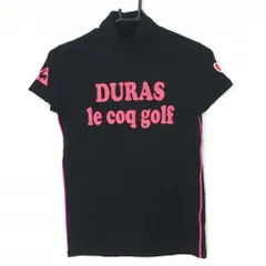 ★特価★【超美品】ルコック×DURAS 半袖ハイネックシャツ 黒×ピンク フロントロゴ レディース M ゴルフウェア le coq sportif